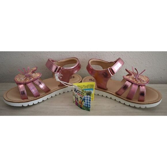 Naturino Express Toddler Girl Sz 10M Rose Pink Metallic PU Leather Gatto Sandals - Picture 8 of 11